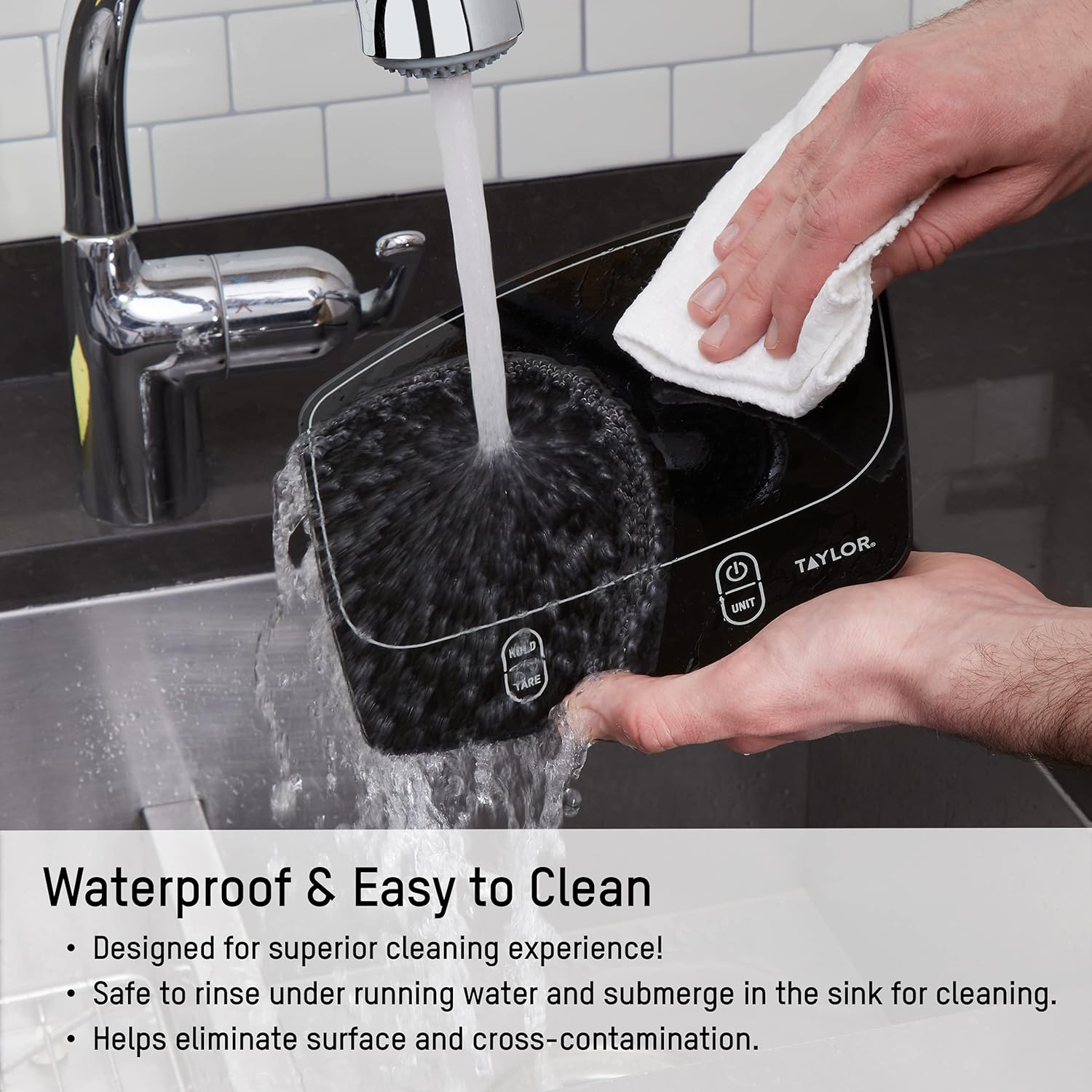 Taylor Waterproof Digital Kitchen Scale - Accurate Measurement Up to 11 Pounds | Sleek Black Design