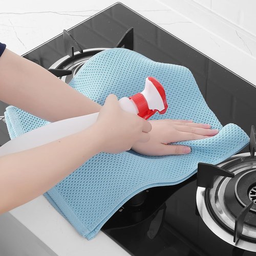 Homaxy Kitchen Dish Towels - Ultra Soft 100% Cotton Waffle Weave | Quick Drying, 13 x 28 Inches, 8-Pack, Sky Blue