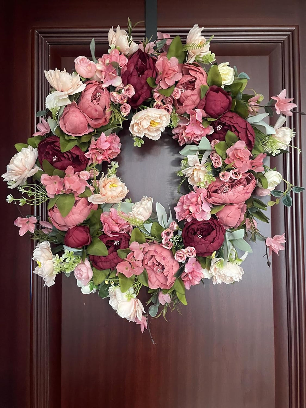 Peony Wreaths | 24-Inch Large Spring Wreath - Lush Handmade Design for Front Door & Outdoor Decor