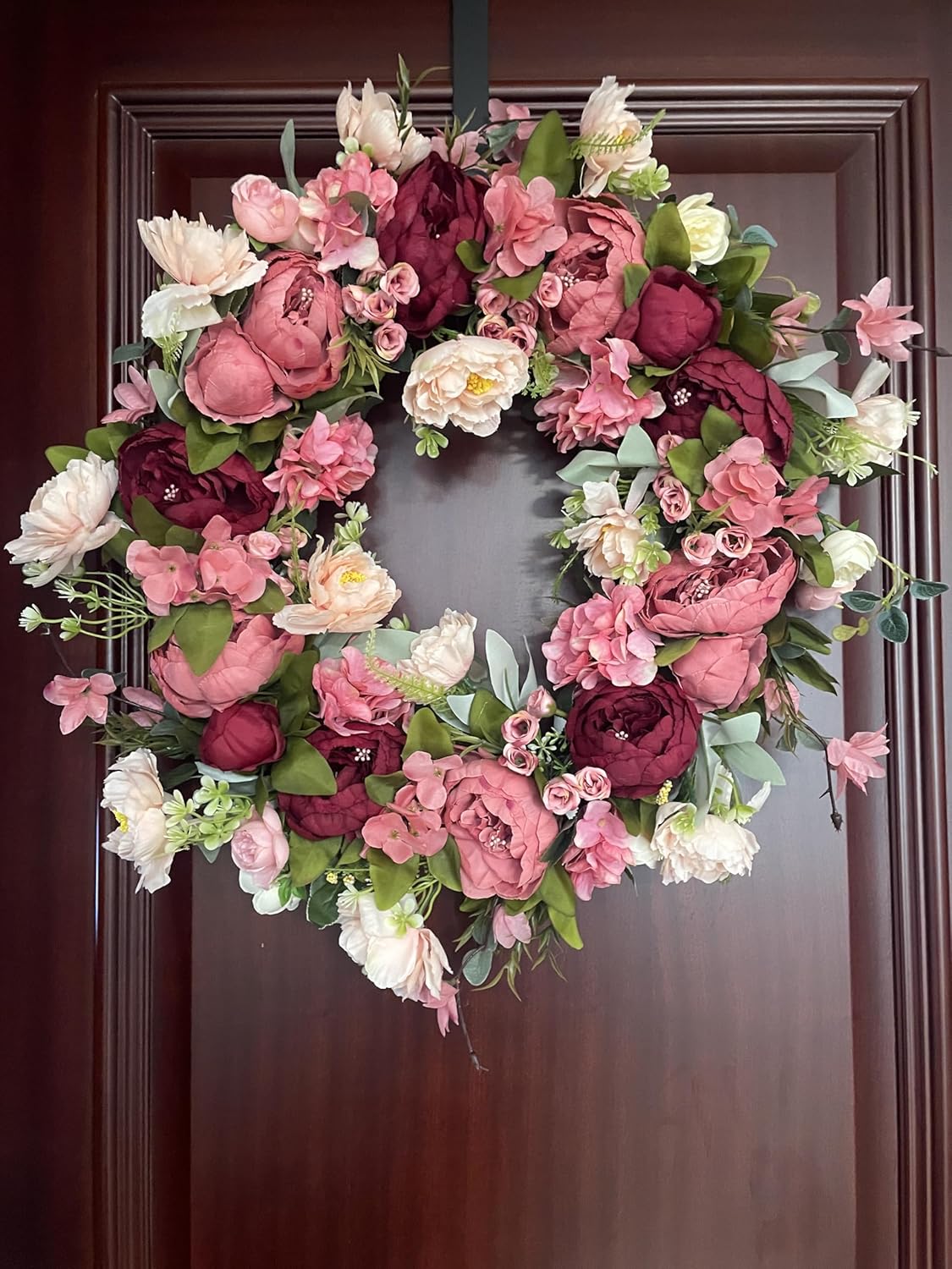 Peony Wreaths | 24-Inch Large Spring Wreath - Lush Handmade Design for Front Door & Outdoor Decor