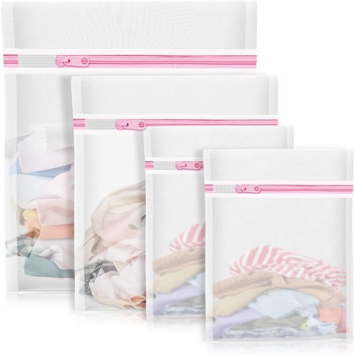 Mesh Laundry Bags by 4Pcs - Delicate Lingerie Wash Bags for Travel & Toy Storage | 1 Large, 1 Medium, 2 Small