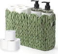 Kathfly Toilet Paper Storage Basket - Sage Green Scalloped Wicker Holder for Up to 6 Mega Rolls | Versatile Organizer for Home & Office