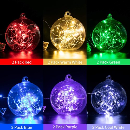 Brightown 12-Pack LED Fairy Lights - Waterproof Battery-Operated Silver Wire, 7 Feet, 20 Colorful Firefly Lights for Weddings, Parties & Bedrooms