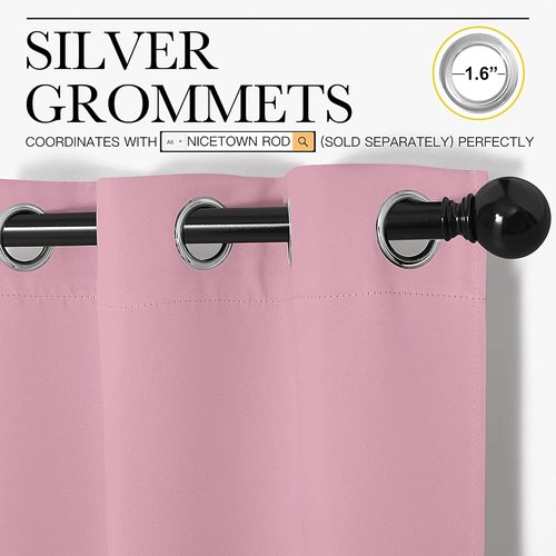 NICETOWN Blackout Curtain Panels - Thermal Insulated Draperies in Crystal Pink | 29 x 40 Inches, 1 Pair