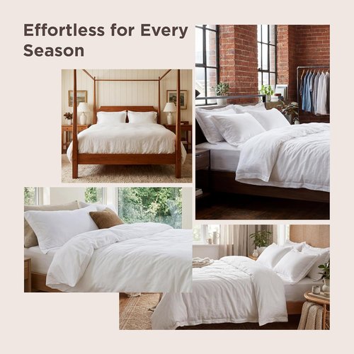 Bedsure Duvet Cover - King Size Soft Prewashed Cotton-Like Polyester | 104x90 Inches, Linen Design
