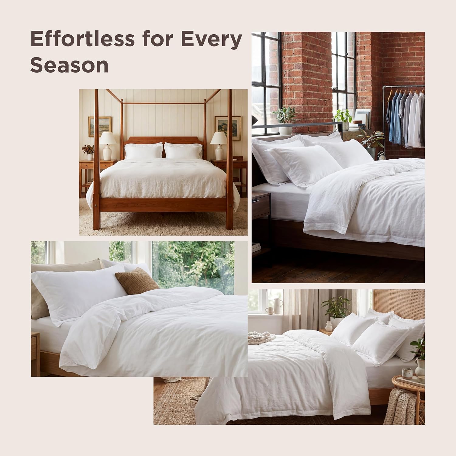 Bedsure California King Duvet Cover - Soft Prewashed Cotton-Like Polyester, 104x98 Inches with Zipper Closure, Linen