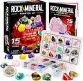 Rocks Collection - 15-Piece Geology Gem Kit for Kids | Educational Rock Set with Identification Sheet & Storage Case