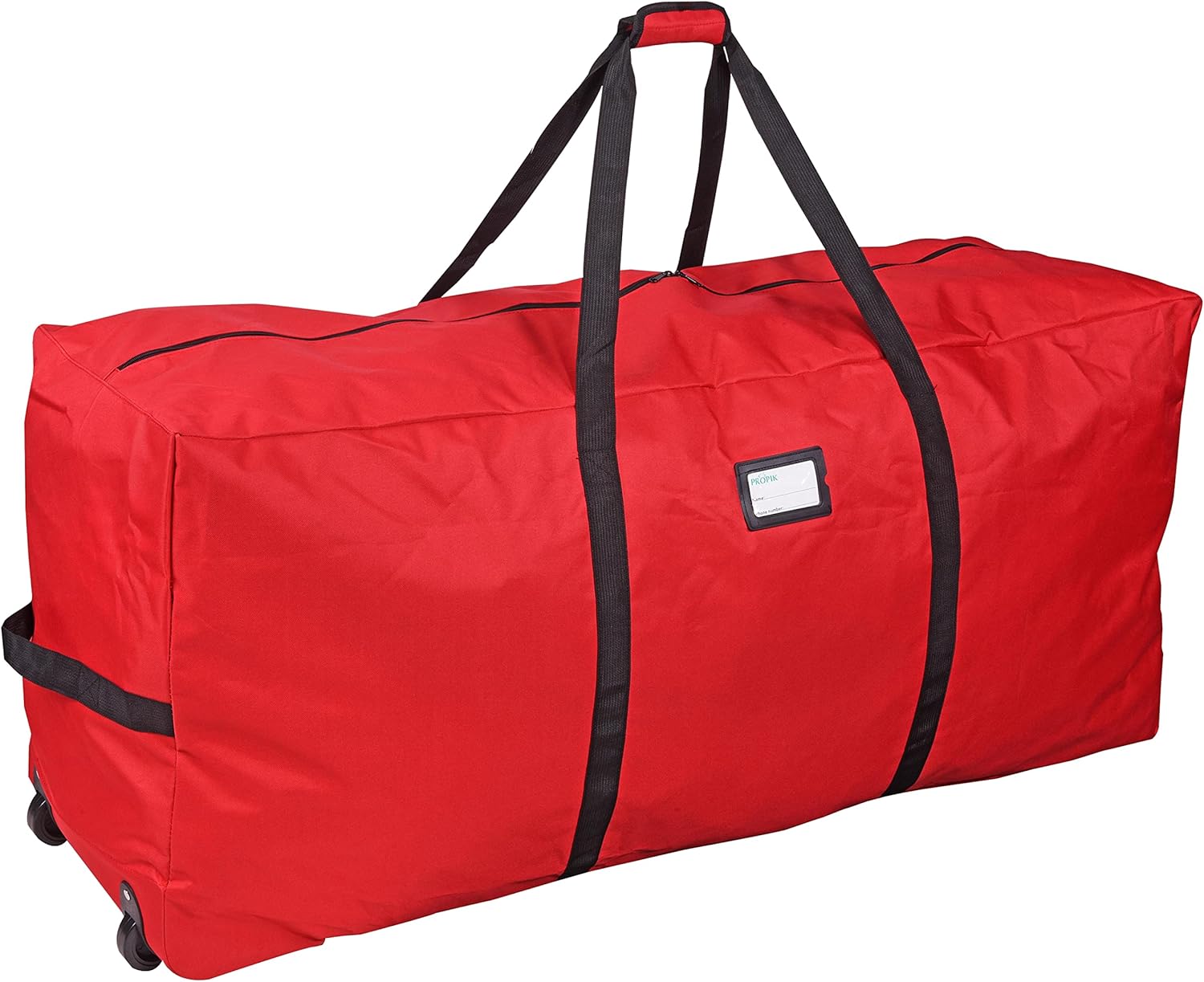 ProPik Holiday Rolling Tree Storage Bag - Heavy Duty Xmas Container for 6 ft. Trees | 22"x16"x50" | Red with Wheels & Handles