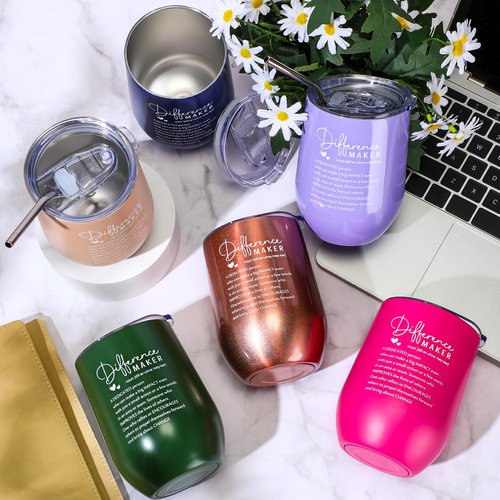 Sieral 12 Pcs Employee Appreciation Gifts Bulk for Women Men 12 oz Tumbler Stainless Steel Thank You Mug Gift for Social Worker Volunteer Coworker Office Team Nurse(Difference Maker)