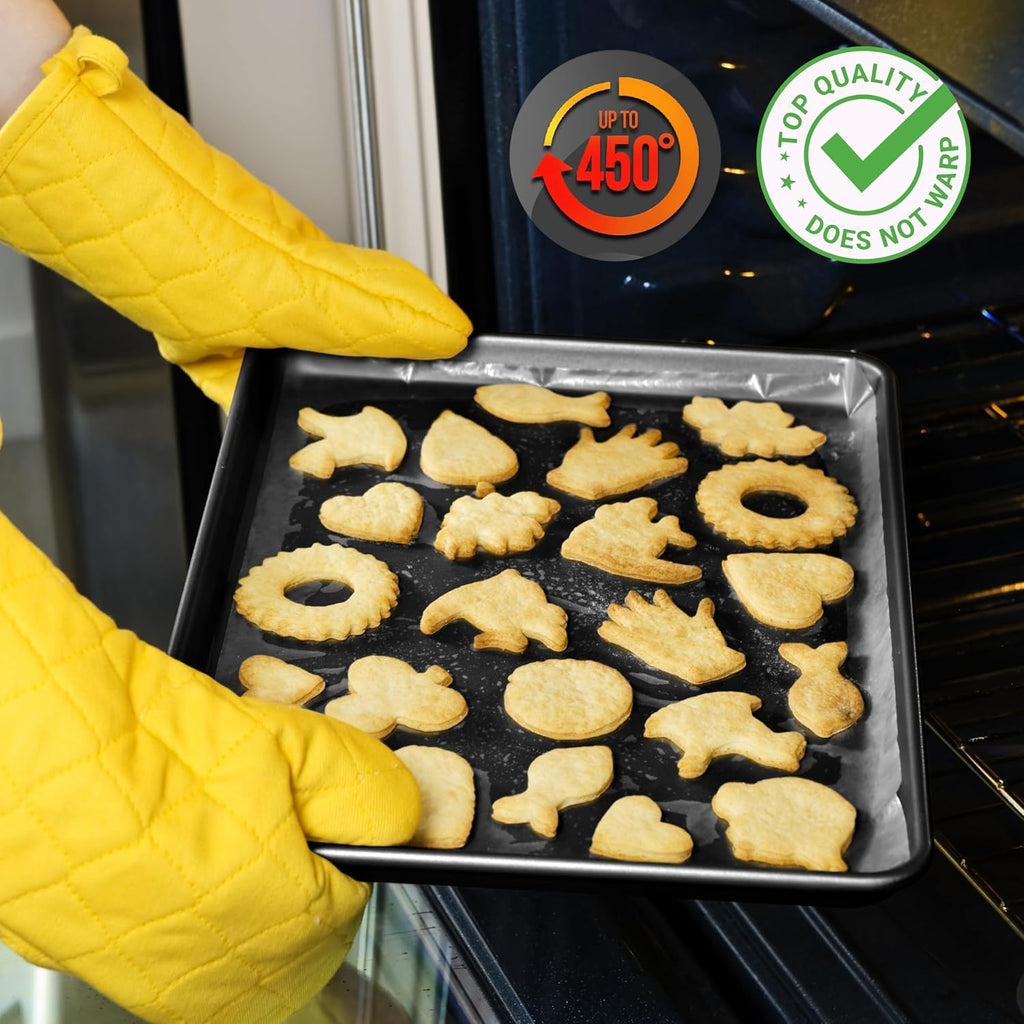NutriChef XL Mega Cookie Sheet Baking Pans Set - 22" x 16" Nonstick Carbon Steel Bakeware, Black