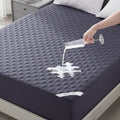 BEDLORE Waterproof Mattress Protector - Noiseless Full Size Pad with Deep Pocket 6"-15" | Soft, Breathable & Washable (Navy Blue)