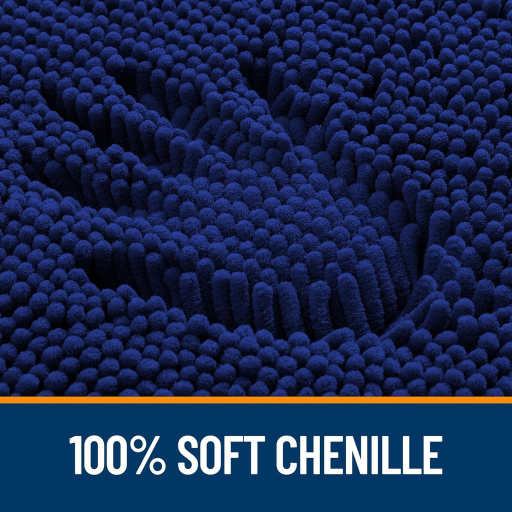 OLANLY Large Bathroom Rugs - Extra Soft Chenille Bath Mat with Rubber Backing | 59x35 Inches, Navy