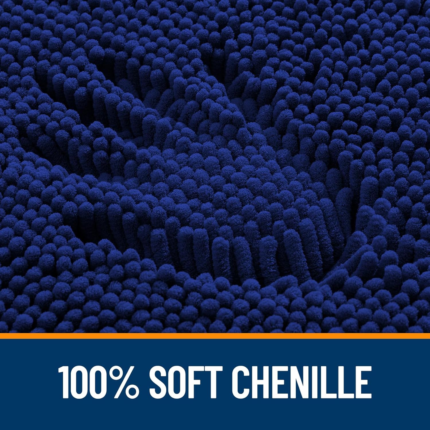 OLANLY Large Bathroom Rugs - Extra Soft Chenille Bath Mats | Quick Dry, Machine Washable, Navy 40x24