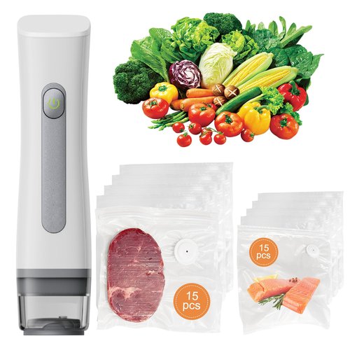 Compact Vacuum Sealer Machine Set, Vacuum Sealer for Food, Convenient Handheld Both Dry Food and Moist Foods for RV, Boat Galley (Vacuum Sealer and 30 Bags)