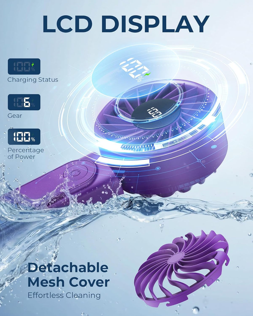 Peiyuu Portable Handheld Fan - 4000mAh USB Rechargeable Mini Desk Fan | 180° Foldable, 6 Speed, Ultra Quiet