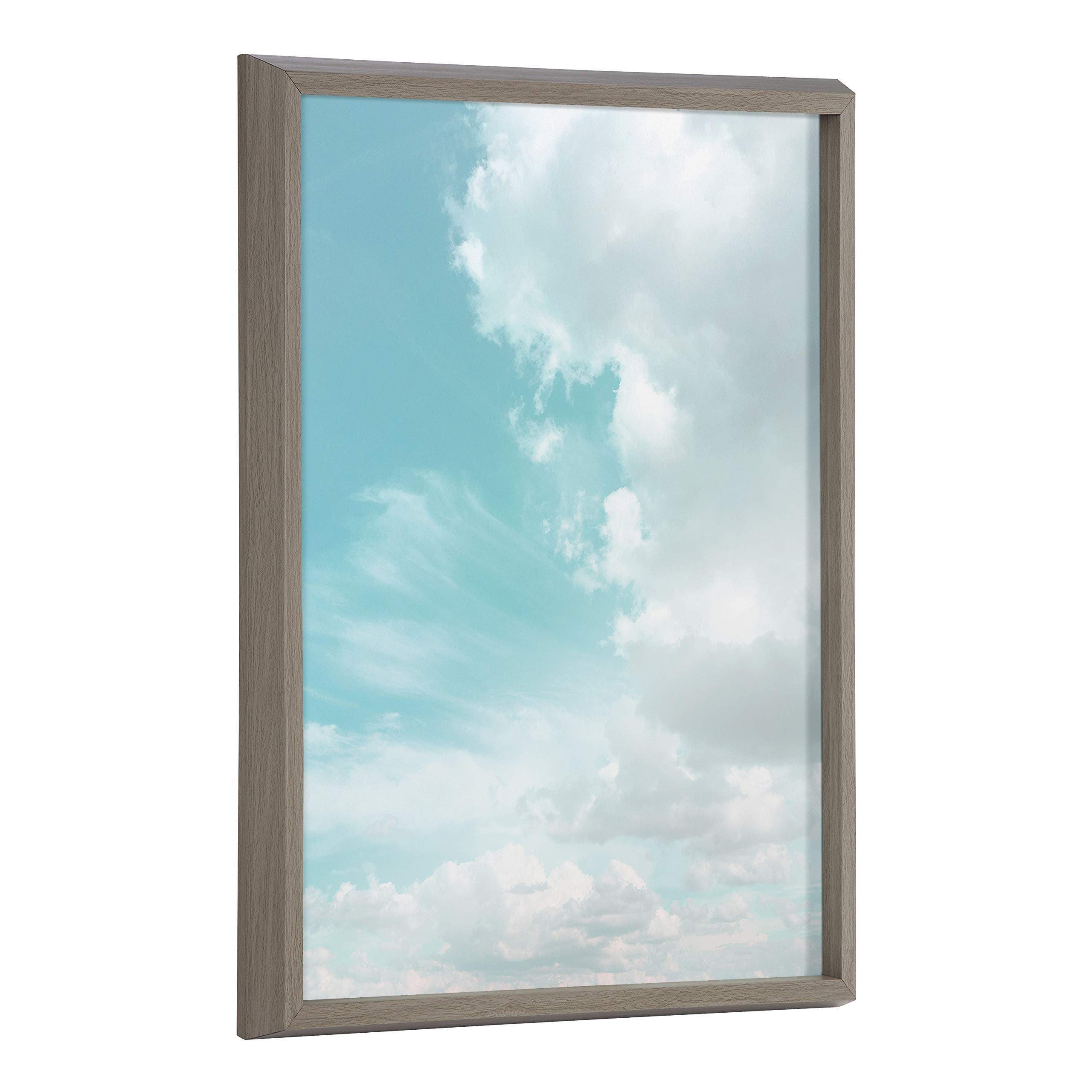 Kate and Laurel Blake Head in The Clouds Framed Printed Dry-Erase Glass Wall Art by Dominique Vari, 18x24 Gray, Sky-Themed Art for Wall