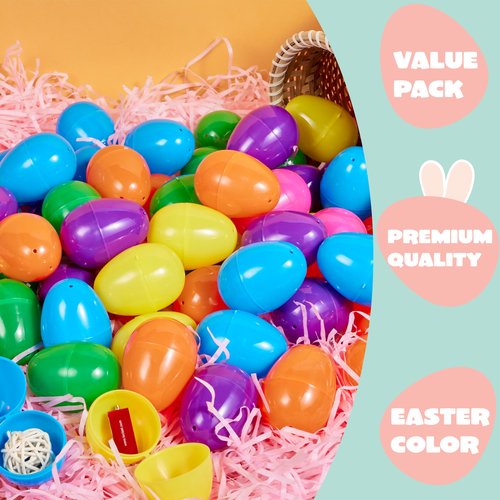 JOYIN 500 PCS 2.3" Easter Eggs, Empty Plastic Eggs Fillable Colorful Bright Eggshell Bulks for Easter Hunt, Filling Treats, Party Favor, Basket Stuffers, Classroom Prize Supplies