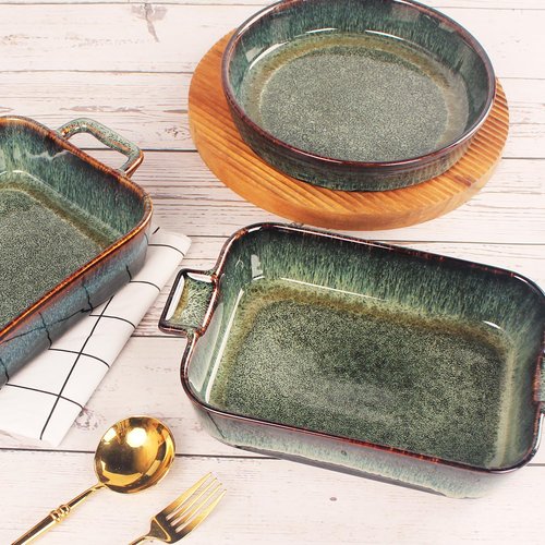 Ceramic Casserole Baking Dish - Durable 1.4 Quart Oven Safe Bakeware for Lasagna | 10 x 7 Inch Rectangular