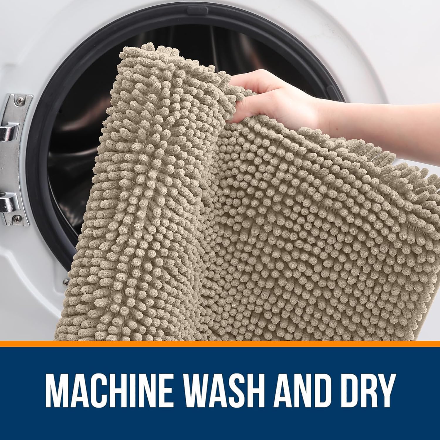 OLANLY Bath Rugs - Extra Soft Absorbent Chenille Mats | 36x24, Quick Dry, Machine Washable, Warm Taupe