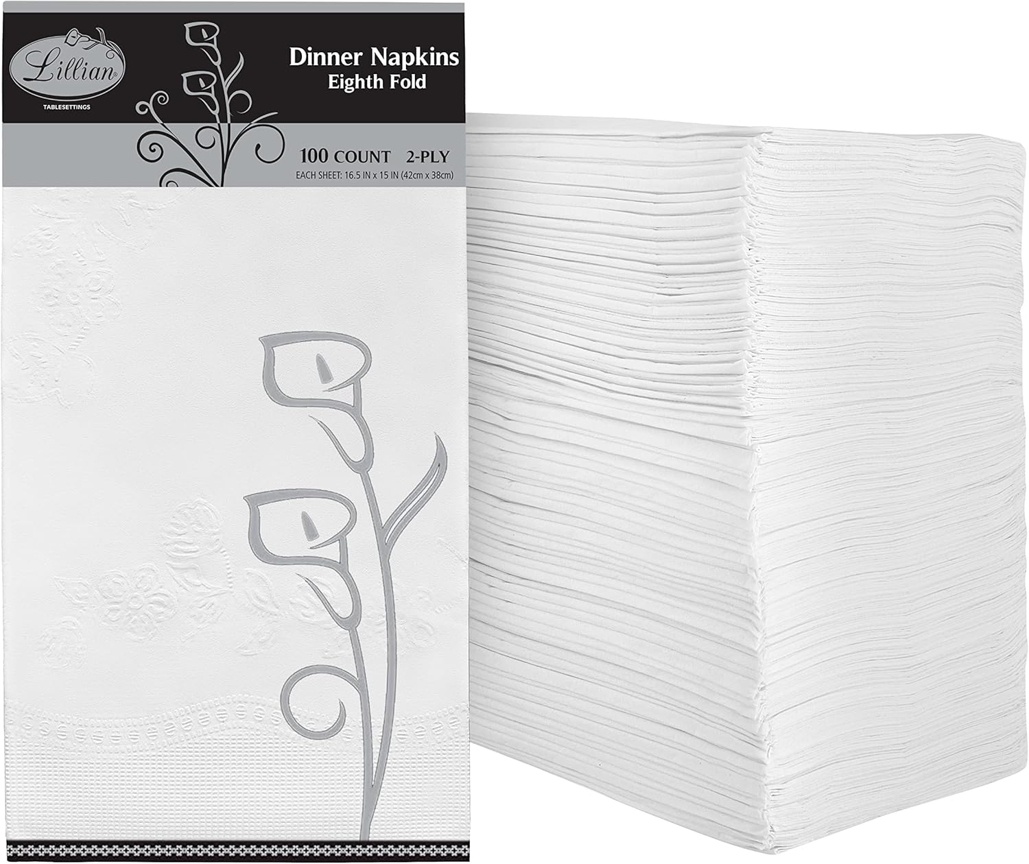 Premium White Napkins - 2-Ply Disposable Dinner Napkins | 100 Count Value Pack for Parties