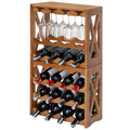 Wine Rack, Wine Racks Free Standing Floor, Wine Racks Countertop Display Rack with Table Top, Wine Glass Holder for 8 -12 Wine Glasses, Wine Bottle Holder for Kitchen Dining Room Bar (28 bottles)