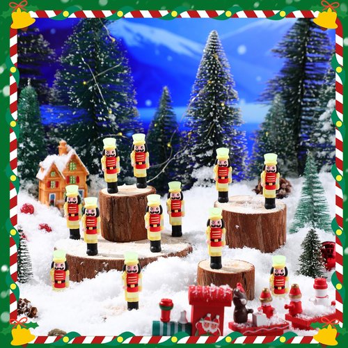 Chunful 25 Pcs Christmas Luminous Nutcrackers Figures Nutcracker Mini Soldier Figurines Glow in The Dark Christmas Decorations for Party Favors Bag Fillers Outdoor Dollhouse Collectible Decor Gifts