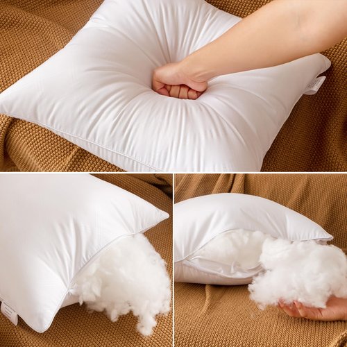 Oubonun 18x18 Inches Pack of 2 Throw Pillows Inserts, White Square Cushion Inner Soft Fluffy Plump Stuffer Pillows Inserts for Sofa Bed Couch