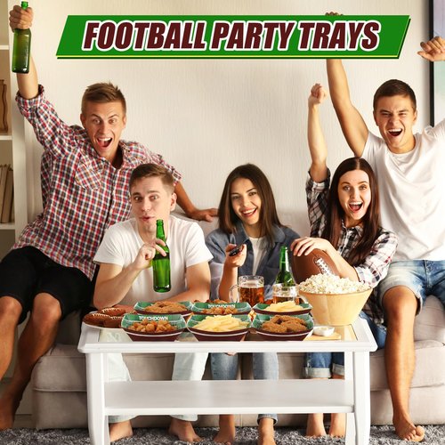 Havawish 100 Pcs Football Party Supplies 2 lb Football Paper Food Trays Disposable Serving Paper Boats Football Plates for Football Birthday Sport Game Party Favors