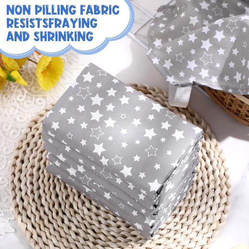 Peryiter 6 Pcs Cot Sheets for Daycare Standard Size 24" x 51" Toddler Nap Mat Sheets Star Pattern with Corner Elastic Loops Breathable Bed Fitted Cot Crib for Preschool Child Kid Boy Girls (Gray)