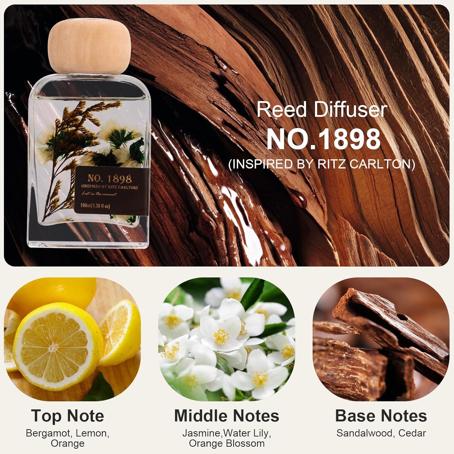Ritz Carlton | Luxury Hotel Scent Reed Diffuser 100ml | Long-Lasting Room Freshener Gift Set