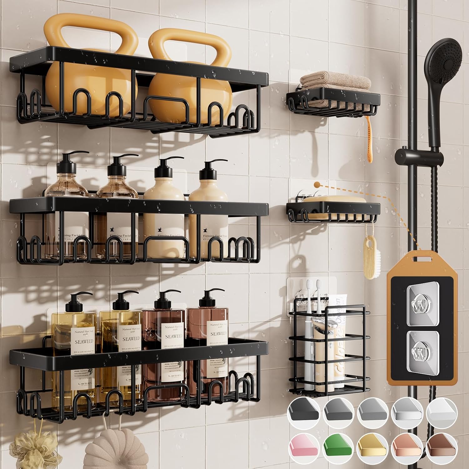Veken Shower Head - High-Pressure Water Flow | Durable Shower Caddy Included