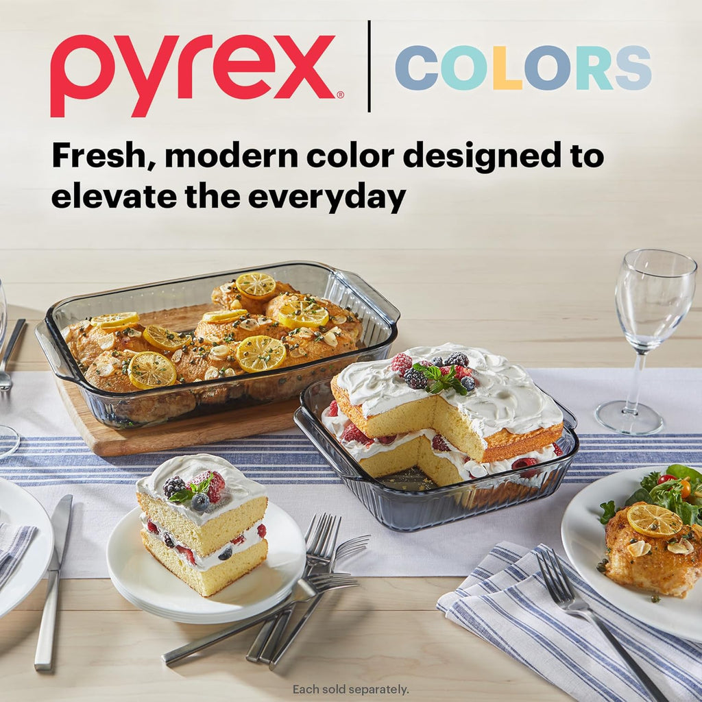 Pyrex Colors Tinted Glass Baking Dish - 9x13 Oblong Bakeware with BPA-Free Lid | Casserole & Lasagna Safe