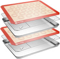 Skiennix Stainless Steel Baking Sheet Set - Cookie Pan with Cooling Rack & Silicone Mats | 16 x 12 Inch, Easy Clean