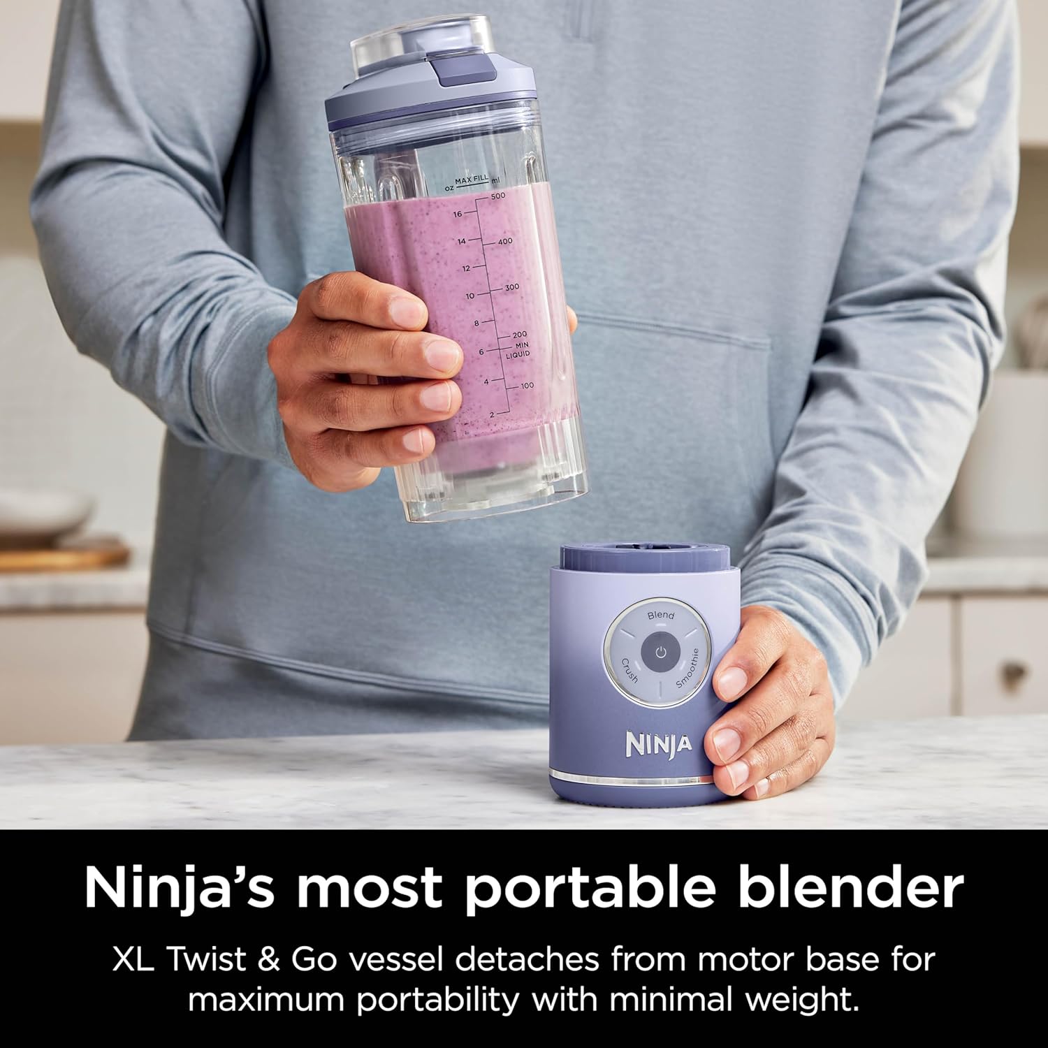 Ninja BC251LD Blast Max Cordless Blender - Smoothies & Ice Crush, 22 oz. Twist & Go Vessel, Lavender