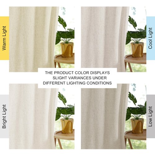 NICETOWN 100% Blackout Linen Curtain for French Front Door Thermal Insulated Door Curtain Panel with Tieback for Patio Glass, Linen Sheer Drapes for Living Room, W25 x L72, 1 PC, Natural Beige