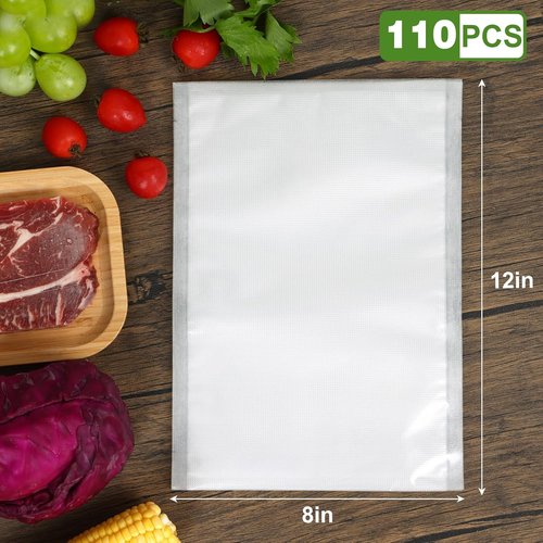 Moretoes Vacuum Sealer Bags - 110pcs BPA-Free Quart Bags 8" x 12" for Food Storage & Meal Prep
