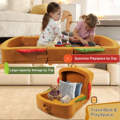 liftoza Toddler Travel Bed Sandwich Style - Portable Toddlers Floor Beds, Foldable Soft Foam Travel Crib for Baby and Kid, Washable Cover Toddler Cot with Safety Rail for Travel, Home/Travel Sleep