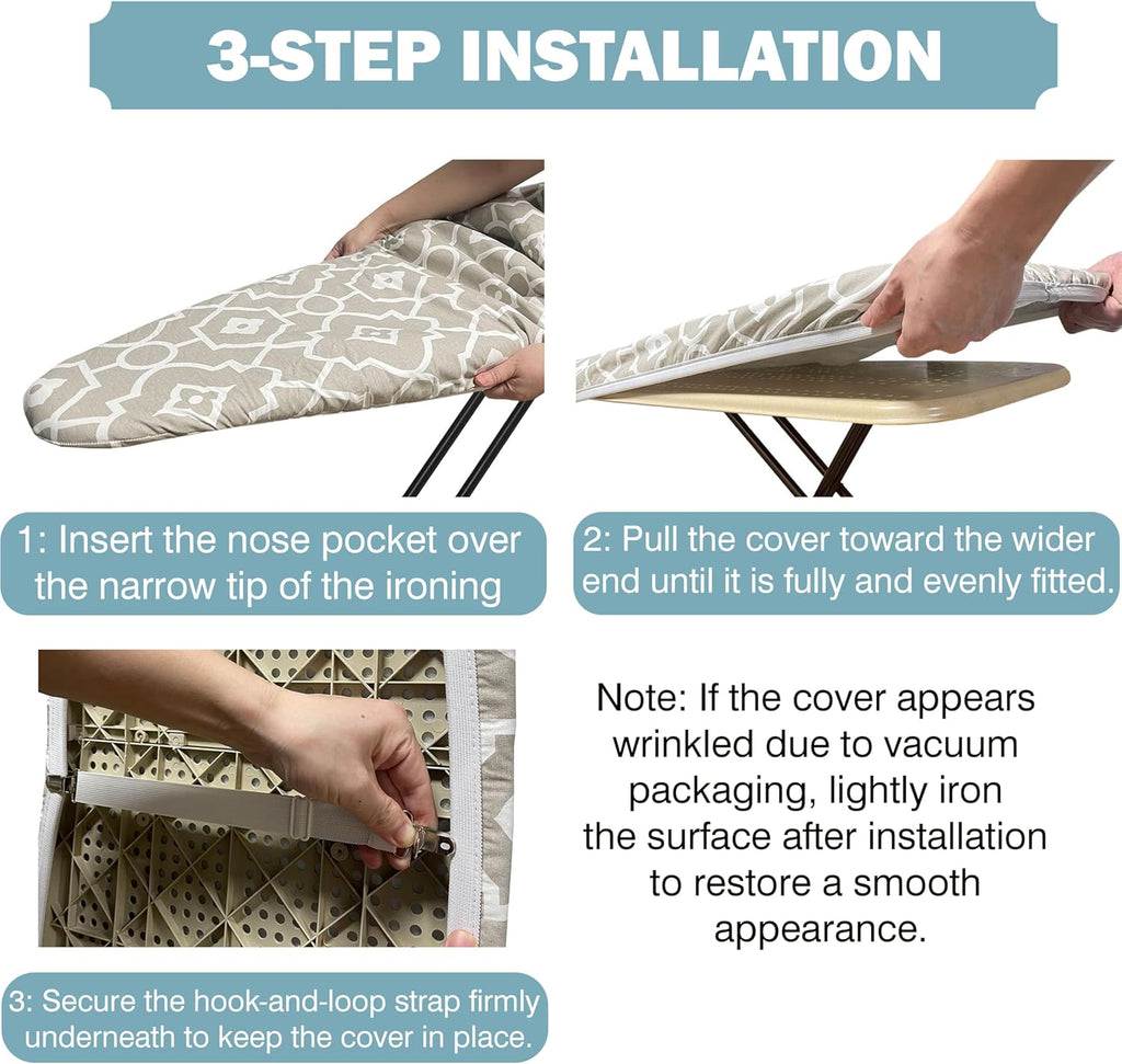 UniSimp Ironing Board Cover - Extra Thick Natural Cotton, Scorch & Stain Resistant | 15"x54" Size