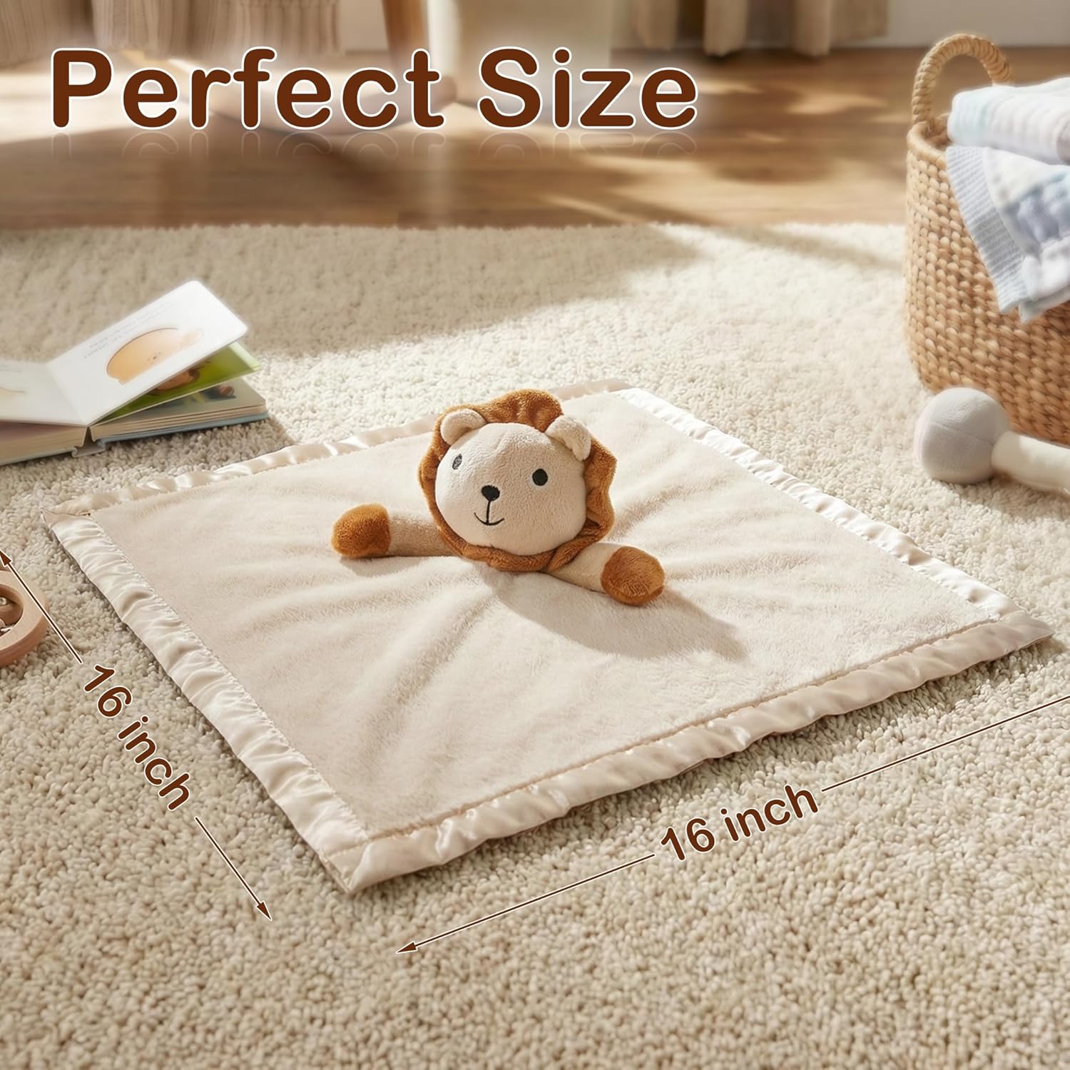 Pro Goleem Lion Security Blanket - Soft Lovey Snuggle Toy for Newborns | 16 Inch Unisex Gift