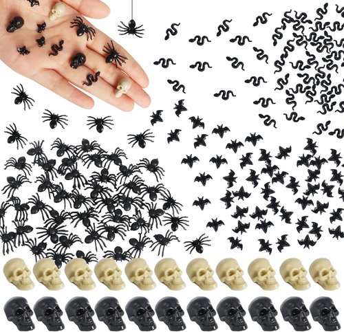 Hiawbon Mini Plastic Skull Heads - Realistic Halloween Figurines for Fairy Garden | Set of 5