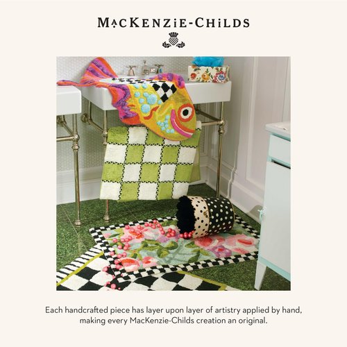 MACKENZIE-CHILDS Bath Rug, Bath Mat for Bathroom Use, Cotton Rug, 20" H x 36" W, Happy Fish