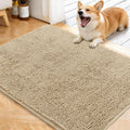 OLANLY Dog Door Mat - Absorbent Non-Slip Washable Chenille Mat for Muddy Paws | 40x32, Beige