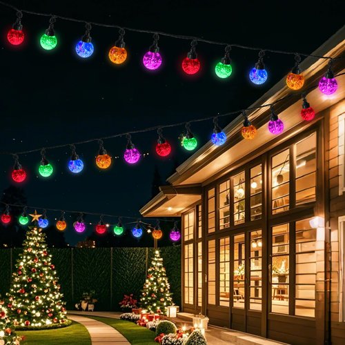 AWQ 20 LED 41FT Globe Ball String Lights, G40 Crystal Bubble Ball Fairy String Lights Plug in with 11 Modes, Timer & Memory Function Extendable for Indoor Outdoor Christmas Home Decor (20)