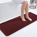 OLANLY Bathroom Runner Rugs - Soft Absorbent Chenille with Rubber Backing | Quick Dry, 47x17, Andorra Red-Brown