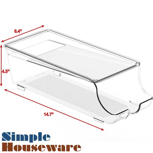 Simple Houseware 2-Pack Auto-Rolling Beverage Can Organizer for Fridge, Clear Front-Loading Soda Dispenser with Smooth Glide Design, Space-Saving Refrigerator Storage Bins