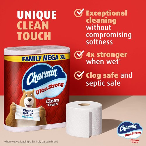 Bounty Quick-Size Paper Towels - White Family Rolls (16 Count) | Charmin Ultra Strong Toilet Paper (18 Mega XL Rolls)