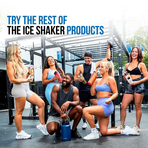 Ice Shaker Insulated Stainless Steel Half Gallon Water Jug | 64 oz, Black | Stays Cold for 60+ Hours | Multi-purpose lid | Odor-Free Outdoor Water Jug for Sports, Camping, Hiking, Working Out