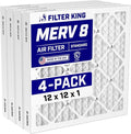 Filter King Air Filter 12x12x1 (MERV 8) - 4-Pack Dust & Allergy Control | Pleated Electrostatic, Made in USA