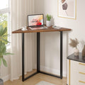 VECELO Corner Desk,Office Tables for Living Room for Small Space Triangle Computer Desk with Steel Frame Corner Shelves with Metal Frame Writing Desk for Workstation Classic Brown 31.1"