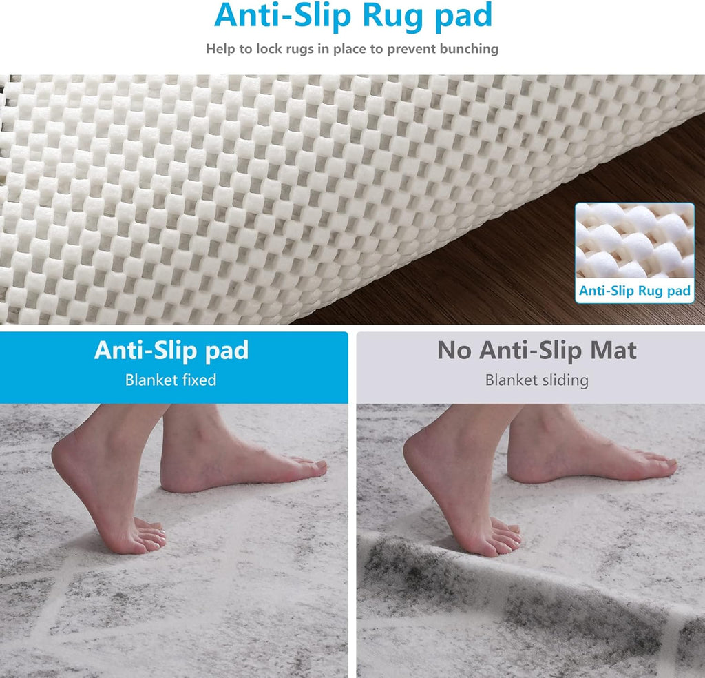 Skiennix Non-Slip Area Rug Pad - Extra Thick 9x12 Feet Gripper for Hardwood Floors